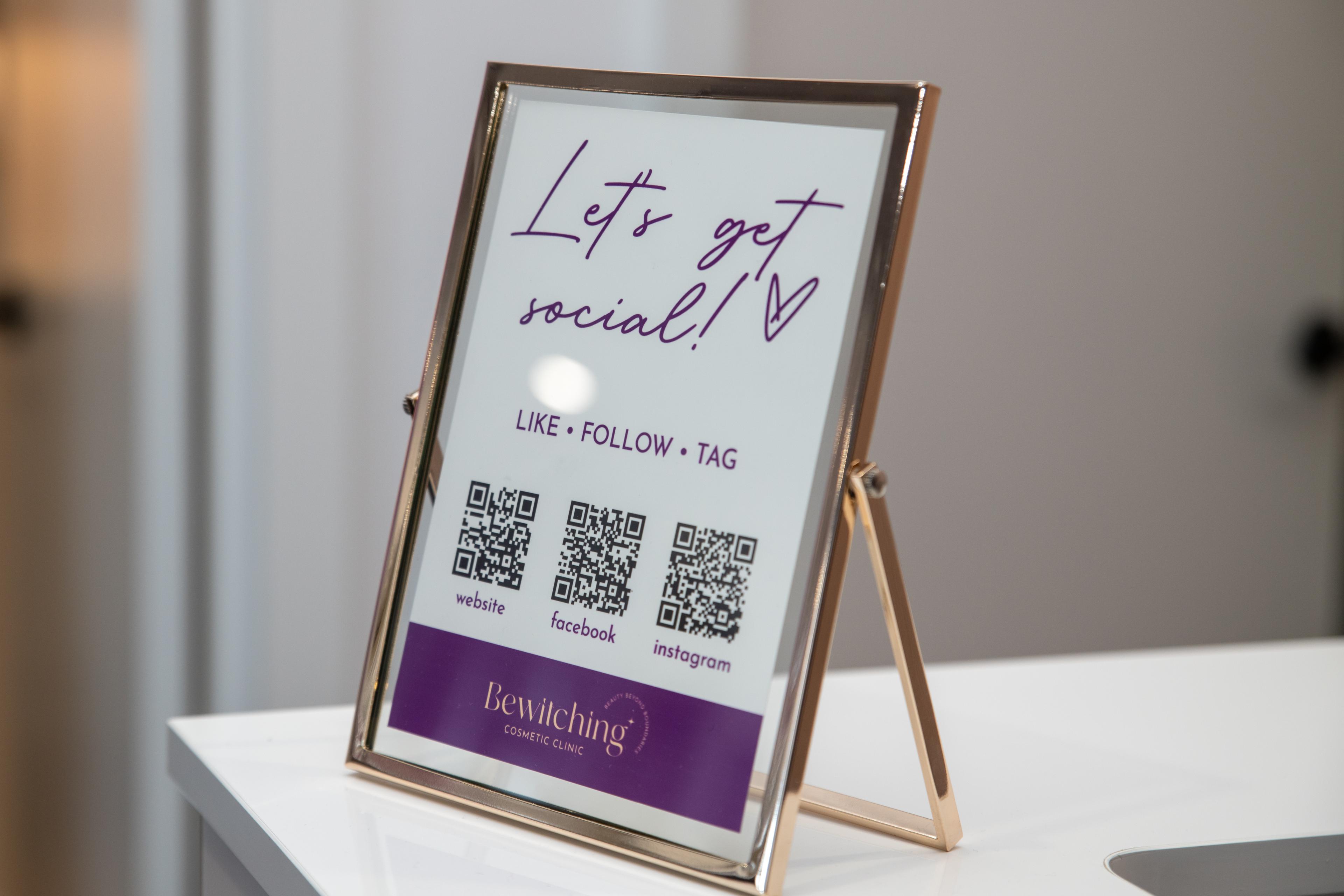 Bewitching lets get social flyer in gold frame