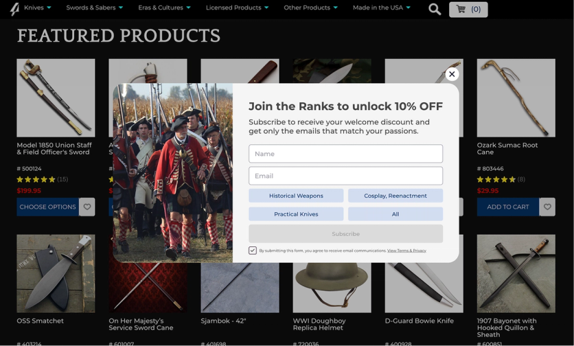 Atlanta Cutlery popup collects customer interests to personalize future campaigns