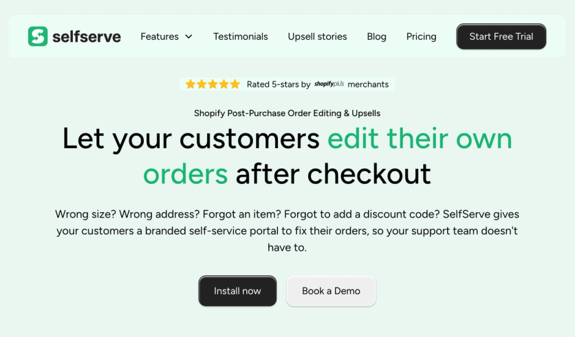 SelfServe homepage