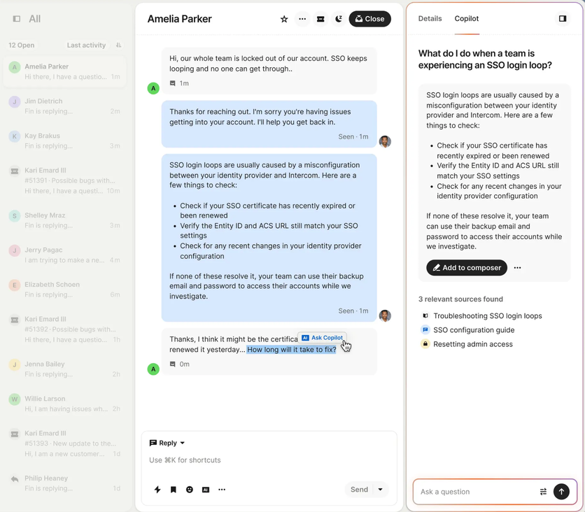 Intercom Inbox with Copilot