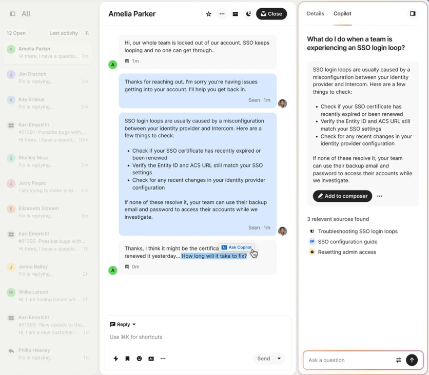 Intercom Inbox with Copilot