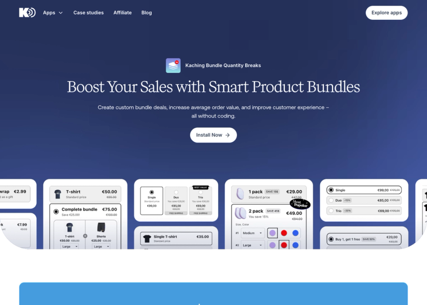 Kaching Bundles homepage