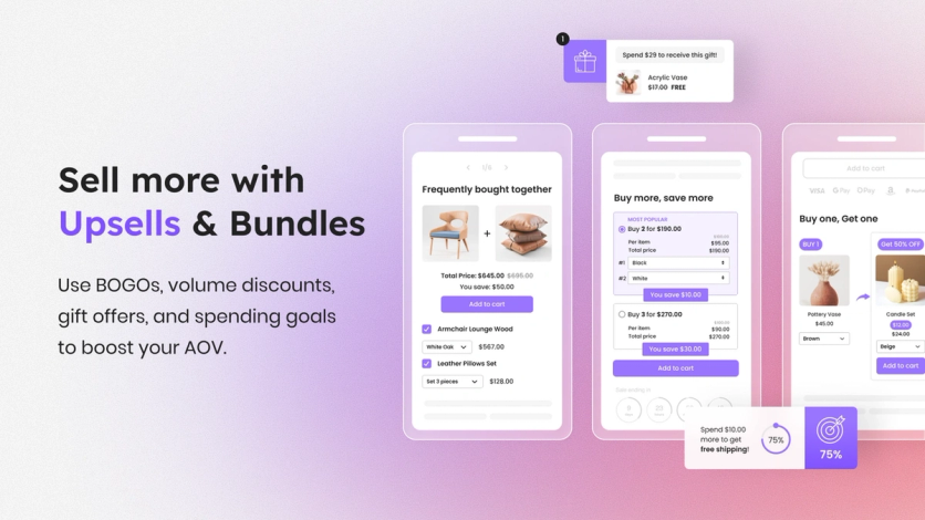 Vitals upsell and bundle widgets, including frequently bought together and buy-more-save-more