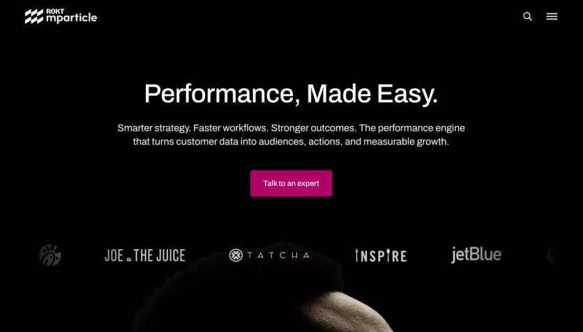 mParticle homepage — Performance, Made Easy, the performance engine for customer data