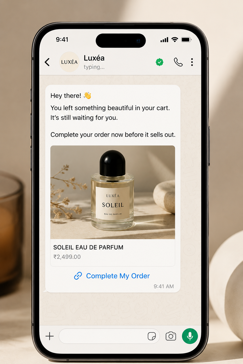 WhatsApp cart recovery message example