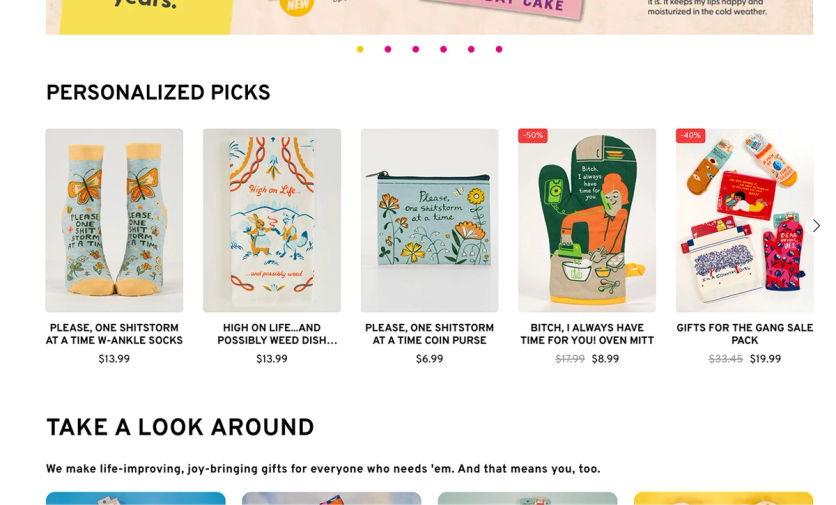 Homepage returning visitors personalized picks