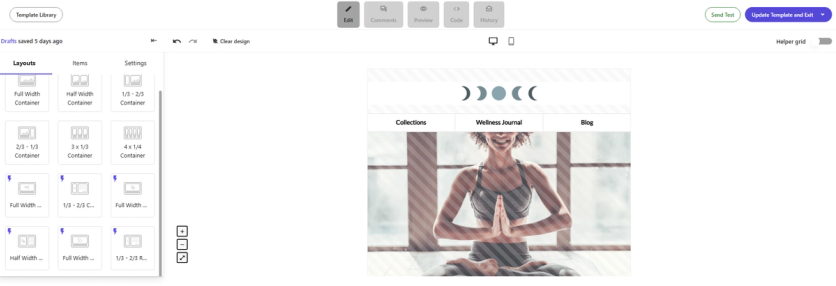 Moosend drag-and-drop email editor with template library