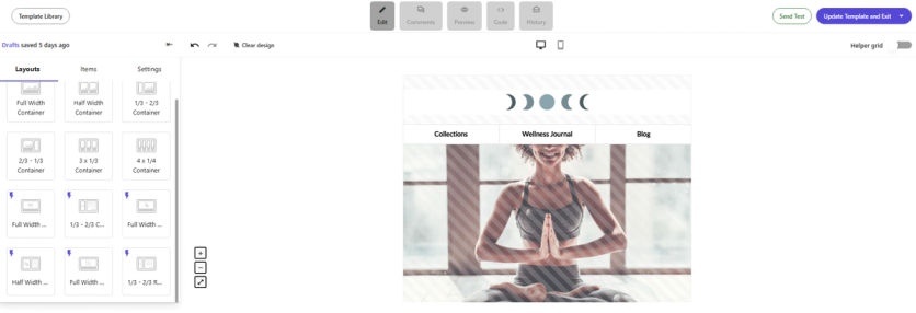 Moosend drag-and-drop email editor with template library