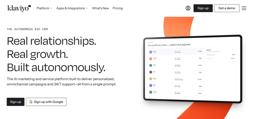 Klaviyo homepage