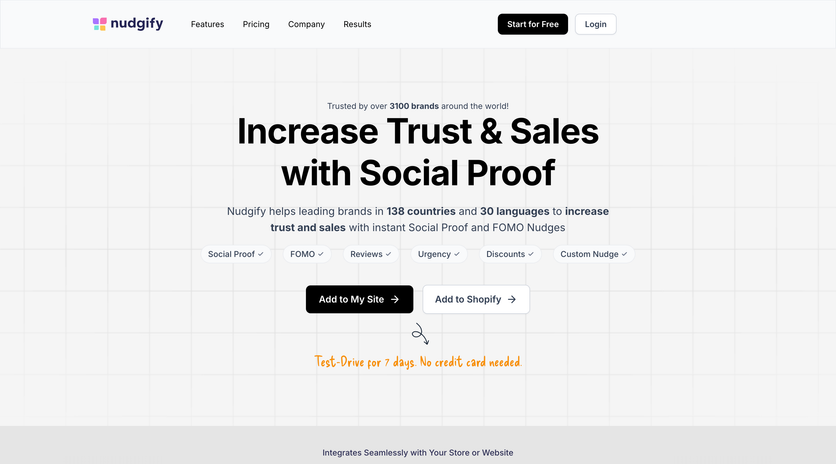 Nudgify homepage