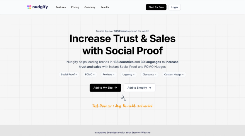 Nudgify homepage