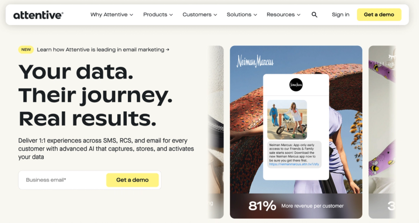 Attentive homepage