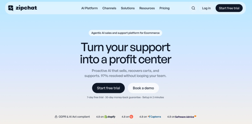 Zipchat homepage