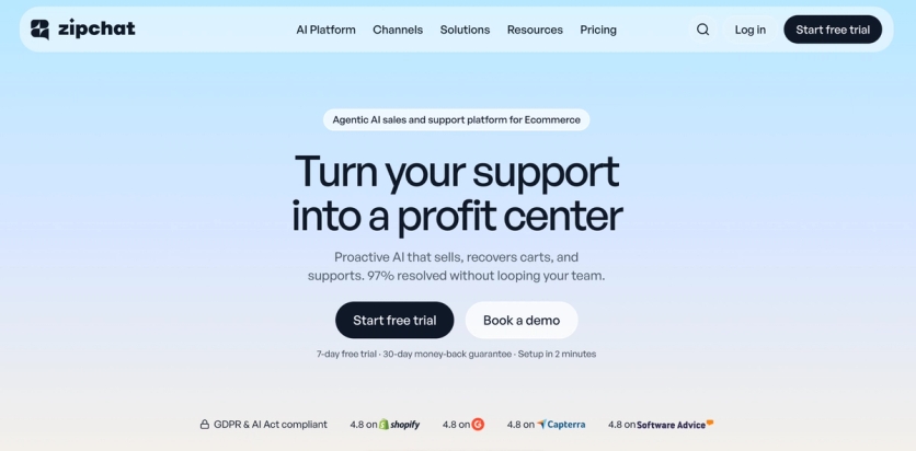 Zipchat homepage