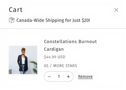 Canadian minicart flat-rate shipping message
