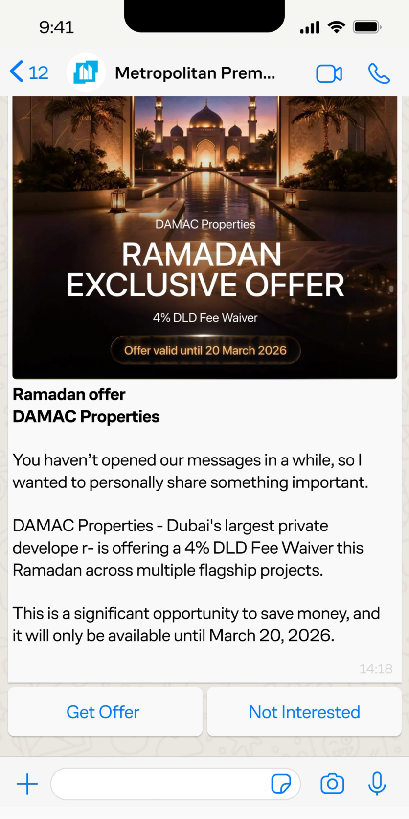 Reactivation WhatsApp message — Ramadan campaign