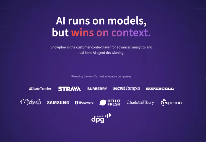 Snowplow homepage — the real-time customer context layer for AI
