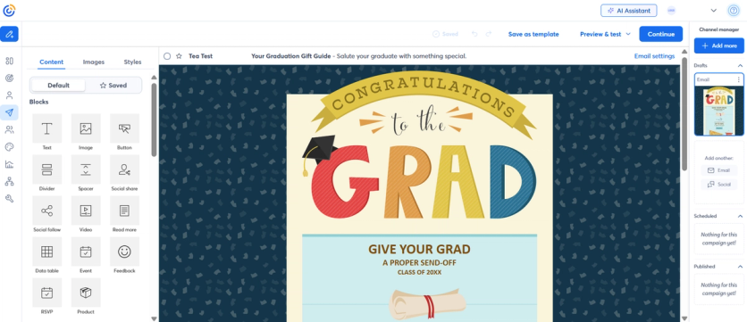 Constant Contact's drag-and-drop email editor