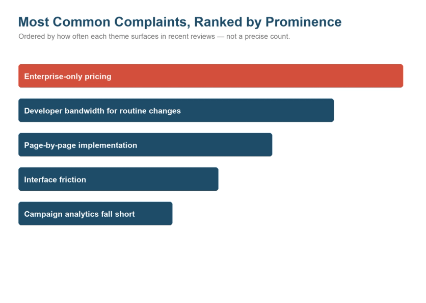 Most common Dynamic Yield complaints, ranked by prominence