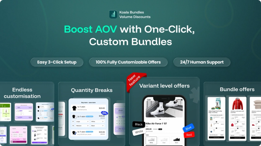 Koala Bundles quantity breaks, variant-level offers, and bundle offers
