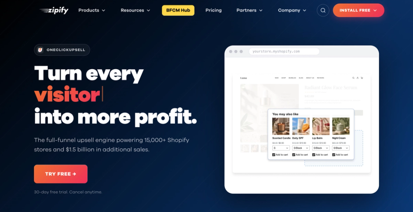 Zipify homepage