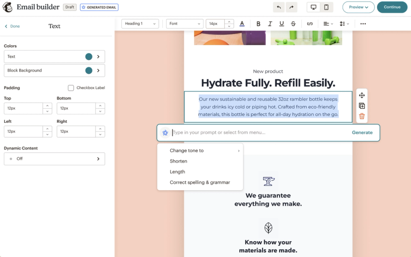 Mailchimp’s email builder