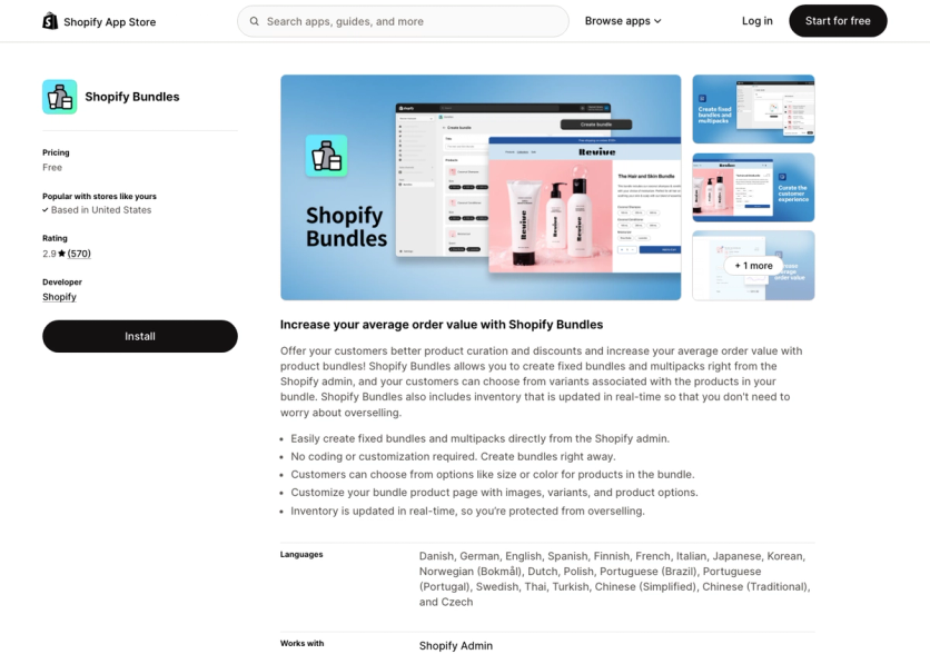 Shopify Bundles on the Shopify App Store