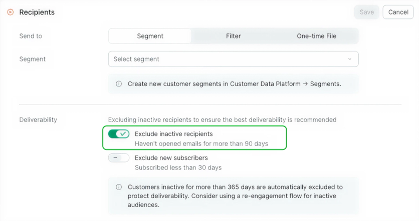 Inactive exclusion filter setup in Maestra