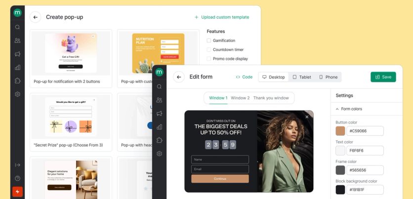 Maestra's popup template gallery