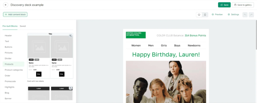 Maestra's visual email builder