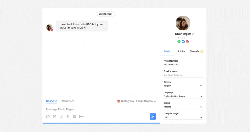 Customer profile in Respond.io