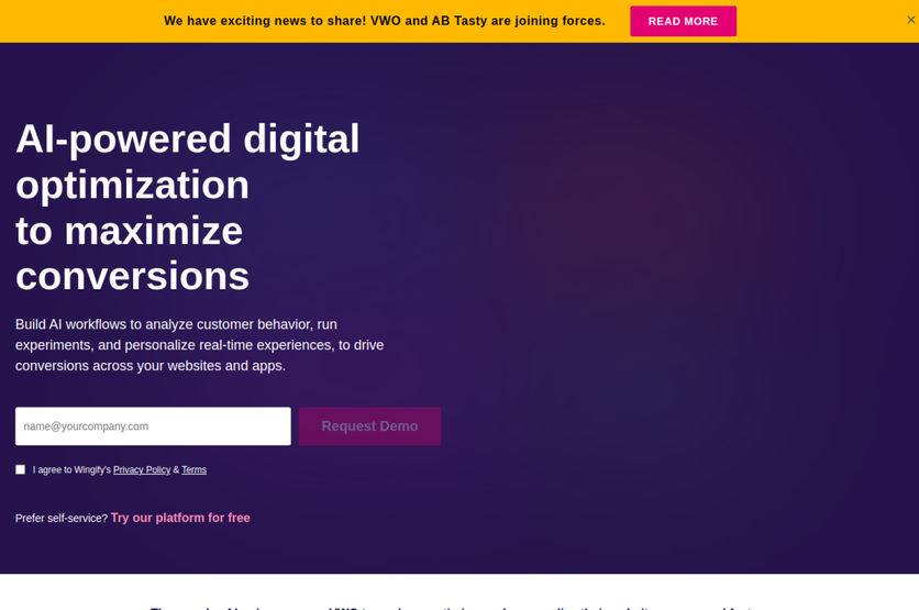 VWO homepage