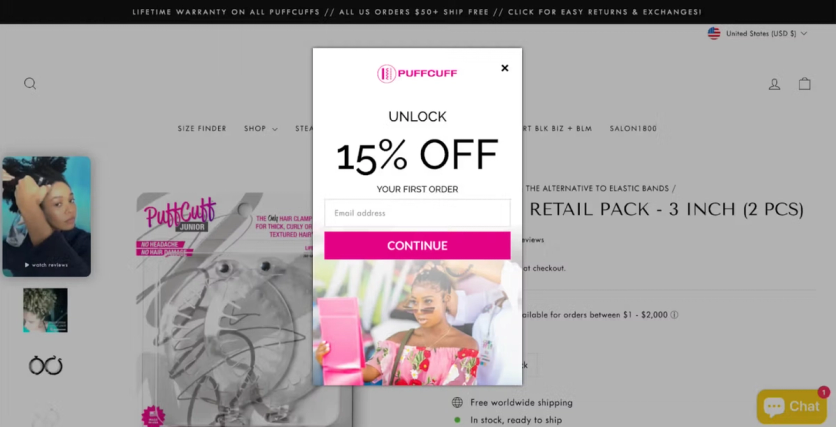 PuffCuff step 1 — email capture