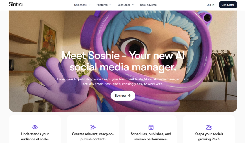 Sintra AI’s Soshie homepage