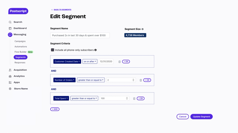 Building a segment in Postscript