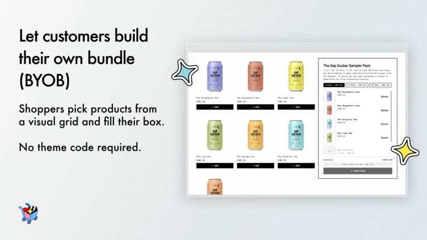 Simple Bundles build-your-own-bundle grid where shoppers pick products to fill a custom box