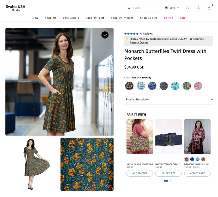 Pair With widget: a dress and its coordinating accessories