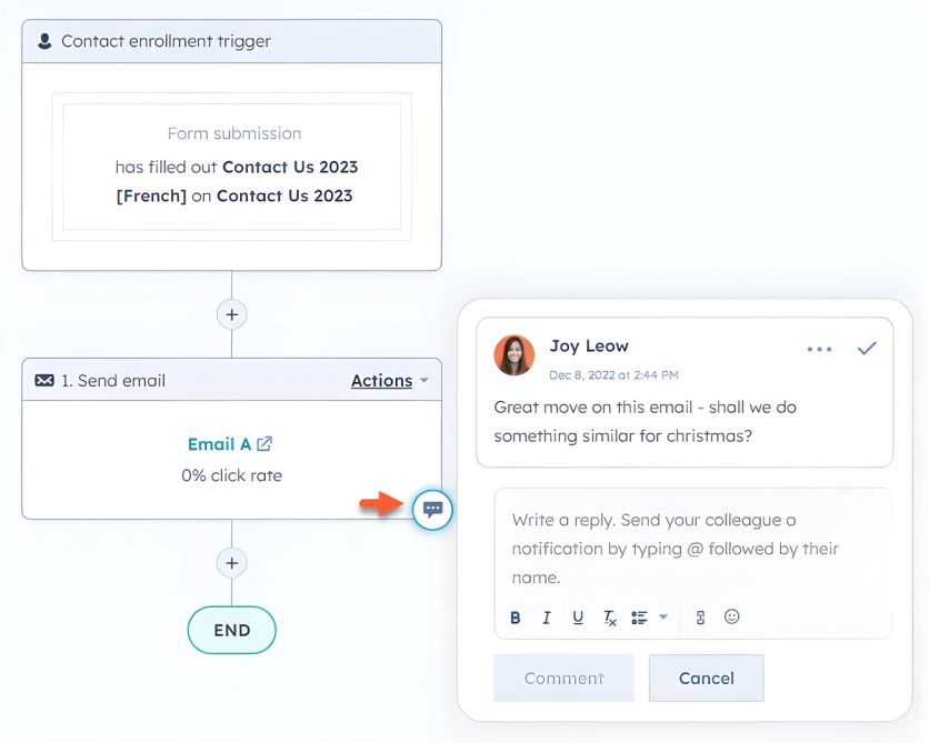 HubSpot's flow builder