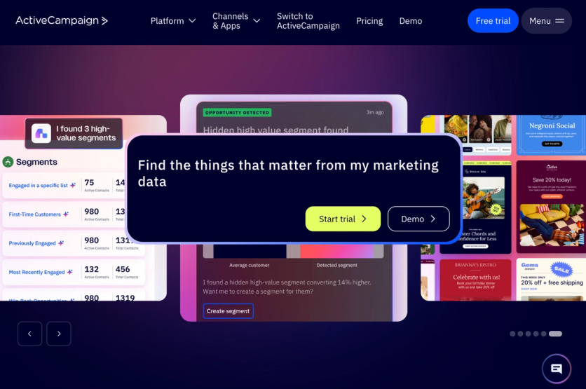 ActiveCampaign homepage