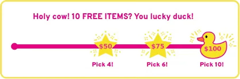 Blue Q Black Friday upsell bar highlighting free items