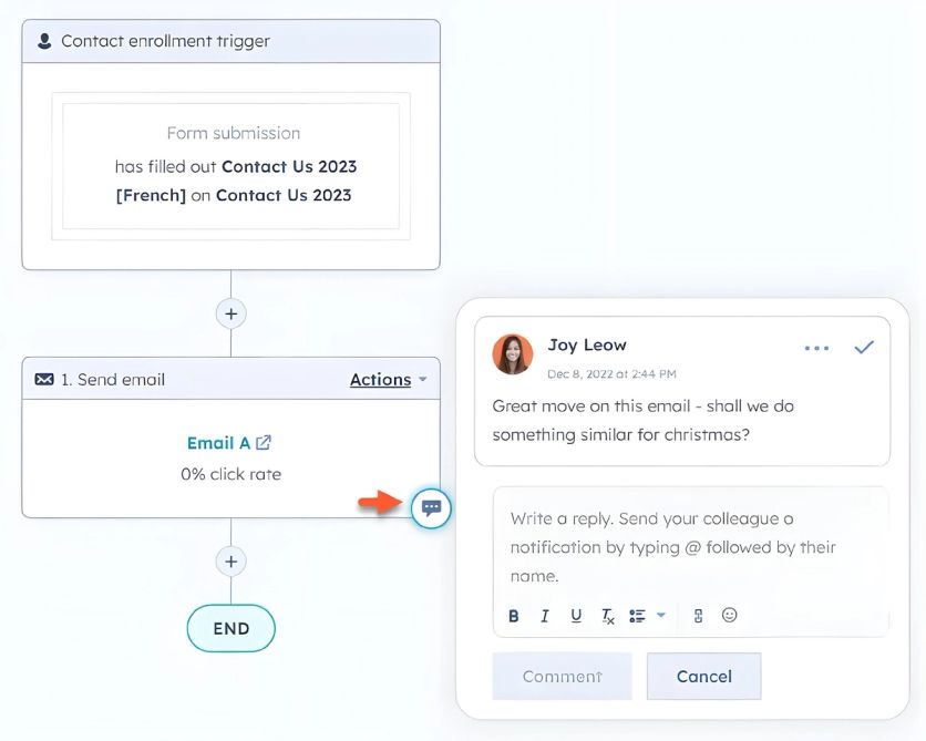 HubSpot flow builder interface