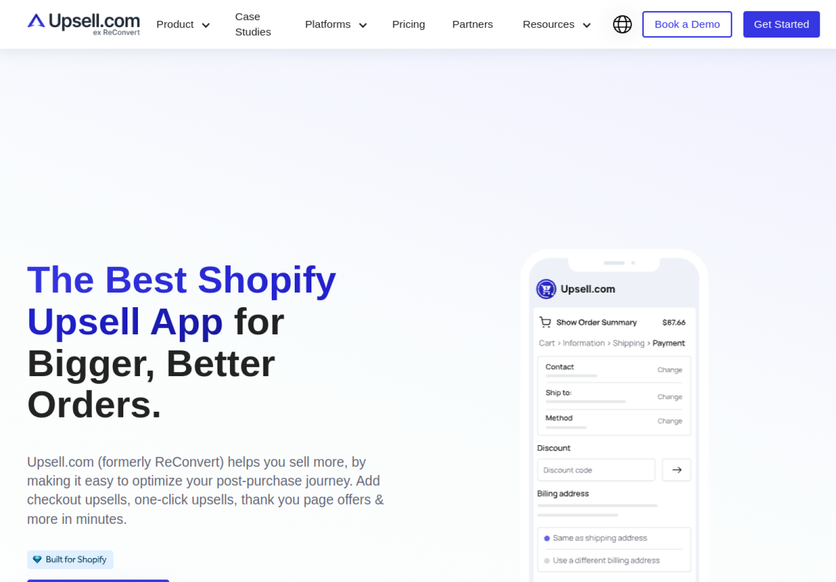 Upsell.com homepage