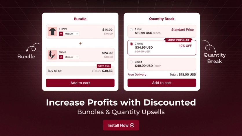 Pumper bundle and quantity break widgets on a product page