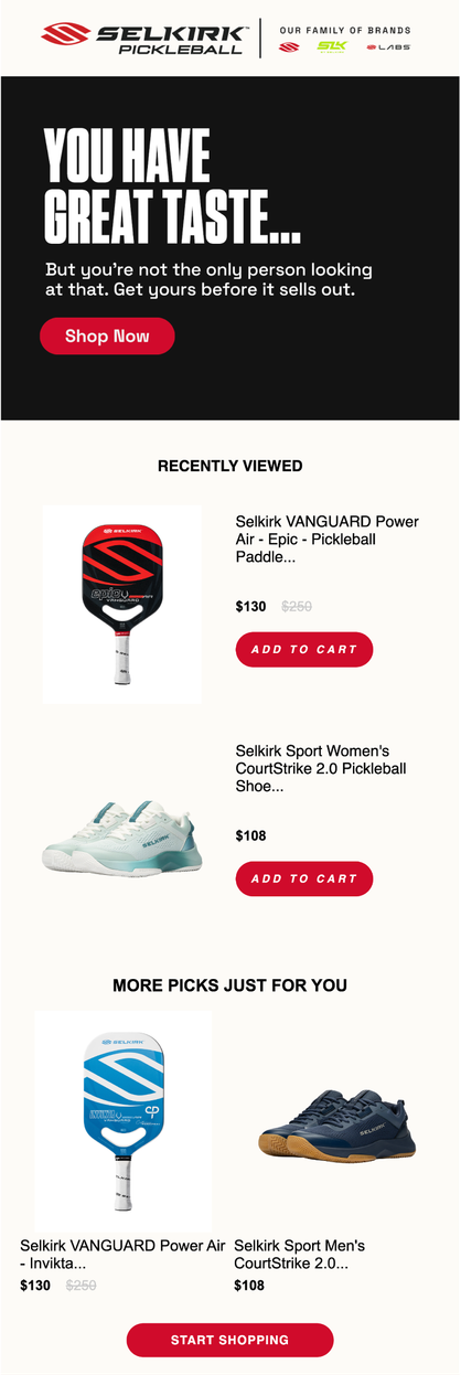 Abandoned Browse email with Similar to Viewed recommendations powered by Maestra