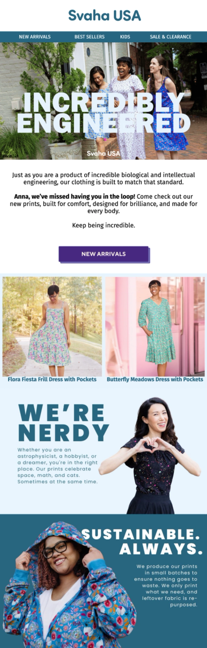 New Svaha Win-back email
