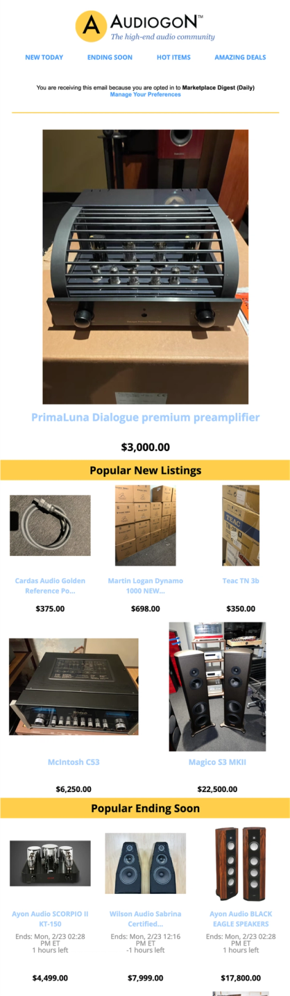 Daily digest for regular users