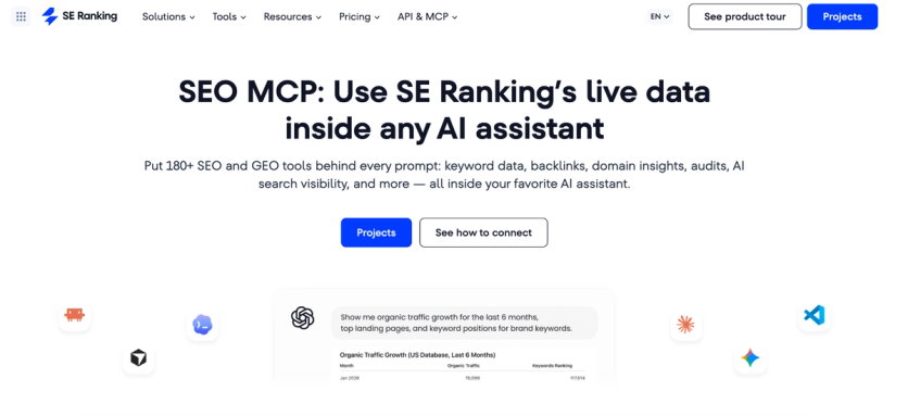 SE Ranking MCP server page