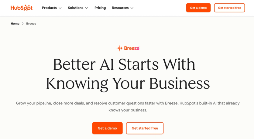 HubSpot AI homepage