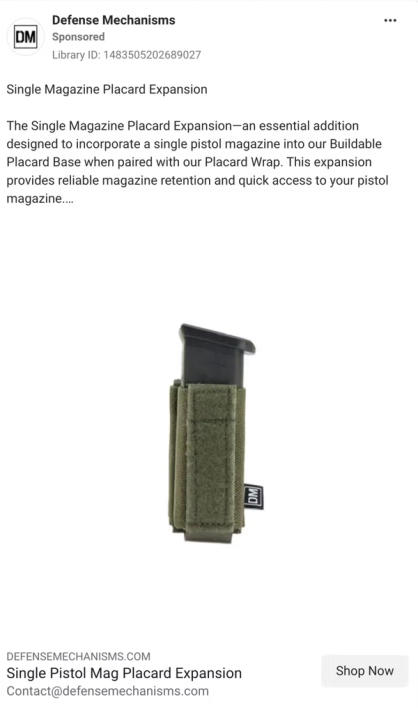 Defense Mechanisms product ads before Maestra