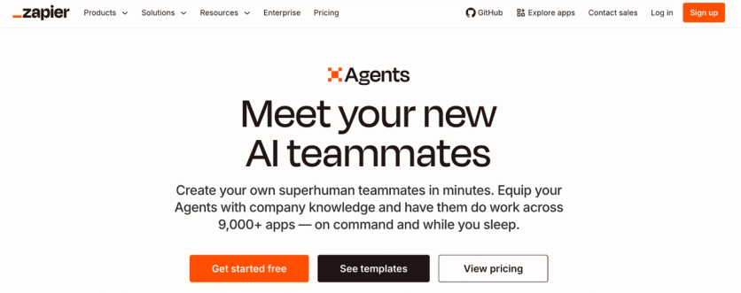 Zapier Agents homepage